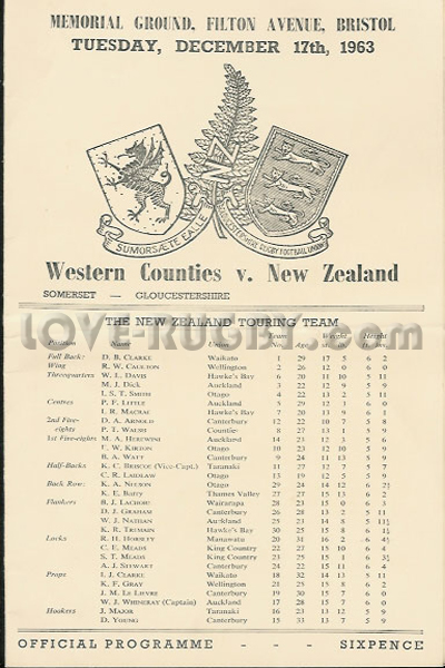 Western Counties New Zealand 1963 memorabilia